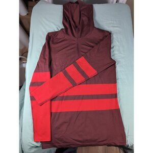 The North Face Red Stripe Secondskin SSK Seamless 1/4 Zip Hooded Pullover - Med